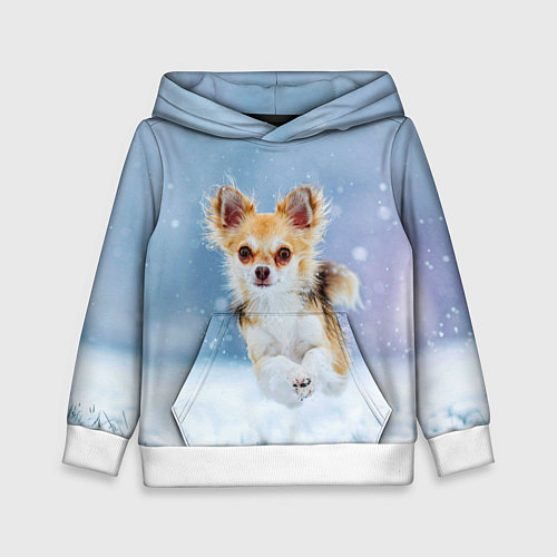 Детская толстовка Чихуахуа в снегу / 3D-Белый – фото 1