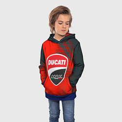 Толстовка-худи детская Ducati Corse logo, цвет: 3D-синий — фото 2