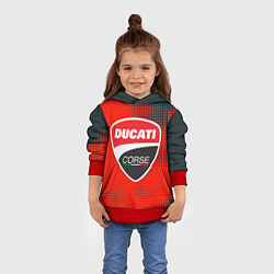 Толстовка-худи детская Ducati Corse logo, цвет: 3D-красный — фото 2