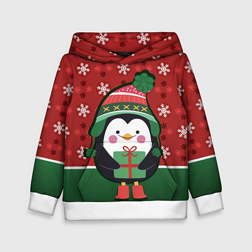 Детская толстовка Пингвин Новый год / 3D-Белый – фото 1