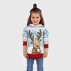 Толстовка-худи детская Олень с кружкой, цвет: 3D-красный — фото 2
