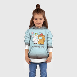 Толстовка-худи детская AMONG US - LOVE, цвет: 3D-белый — фото 2