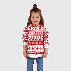 Толстовка-худи детская Новый Год Олени и снежинки, цвет: 3D-белый — фото 2