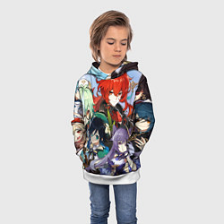Толстовка-худи детская Персонажи Genshin Impact, цвет: 3D-белый — фото 2