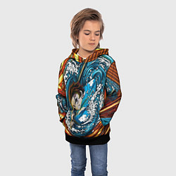 Толстовка-худи детская Танджиро Камадо Клинок демонов, цвет: 3D-черный — фото 2