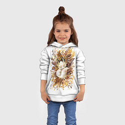 Толстовка-худи детская Лисичка спит в листьях, цвет: 3D-белый — фото 2