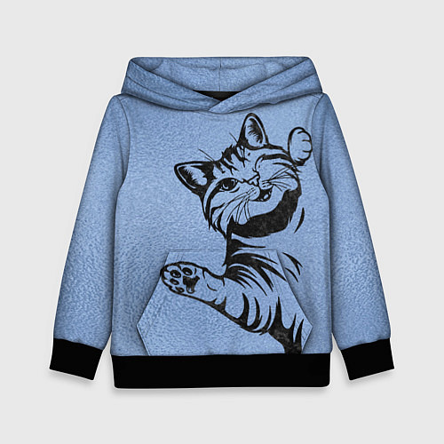 Детская толстовка Улыбающийся кот / 3D-Черный – фото 1