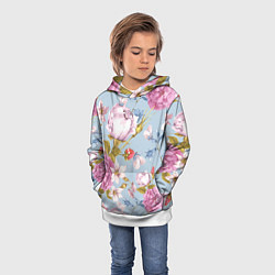 Толстовка-худи детская Цветы, цвет: 3D-белый — фото 2