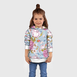 Толстовка-худи детская Цветы, цвет: 3D-белый — фото 2