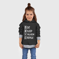 Толстовка-худи детская EatSleepValheimRepeat, цвет: 3D-меланж — фото 2