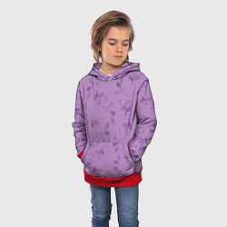 Толстовка-худи детская Листья на фиолетовом фоне, цвет: 3D-красный — фото 2
