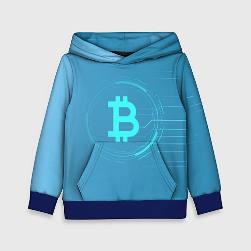 Детская толстовка Bitcoin / 3D-Синий – фото 1