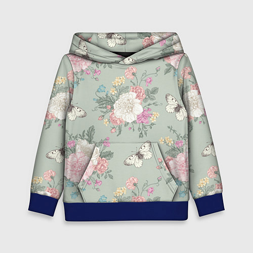 Детская толстовка Бабочки в цветах / 3D-Синий – фото 1