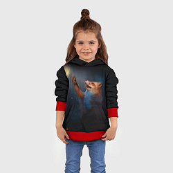 Толстовка-худи детская Лиса и огонек, цвет: 3D-красный — фото 2