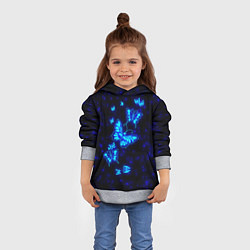 Толстовка-худи детская Неоновые бабочки, цвет: 3D-меланж — фото 2