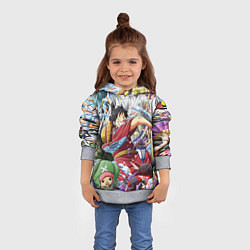 Толстовка-худи детская ONE PIECE ВАН ПИС, цвет: 3D-меланж — фото 2