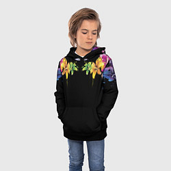 Толстовка-худи детская Цветы, цвет: 3D-черный — фото 2