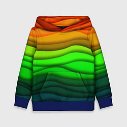Толстовка-худи детская Цветные волны, цвет: 3D-синий