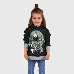 Толстовка-худи детская Скейтер в Космосе, цвет: 3D-меланж — фото 2