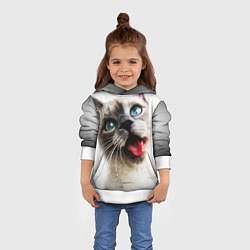 Толстовка-худи детская Котик, цвет: 3D-белый — фото 2