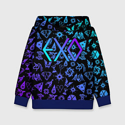 Толстовка-худи детская EXO K-POP LogoBombing, цвет: 3D-синий
