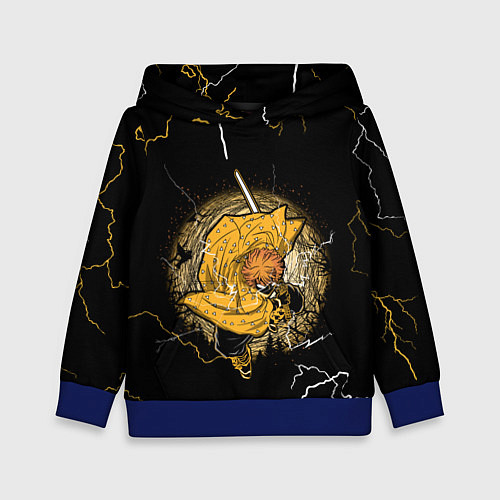 Детская толстовка ЗЕНИЦУ ZENITSU КЛИНОК РАССЕКАЮЩИЙ ДЕМОНОВ / 3D-Синий – фото 1