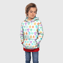 Толстовка-худи детская GENSHIN IMPACT ЭМБЛЕМЫ, цвет: 3D-красный — фото 2