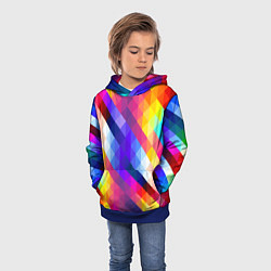 Толстовка-худи детская Пиксельная радуга, цвет: 3D-синий — фото 2