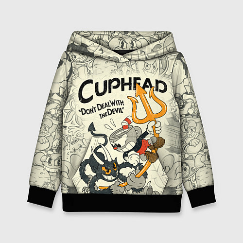 Детская толстовка Cuphead and Devil / 3D-Черный – фото 1