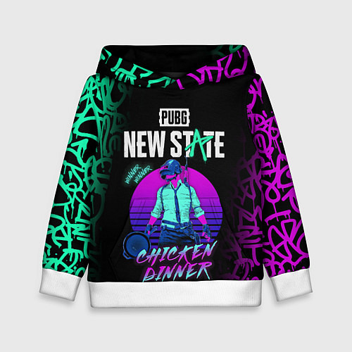 Детская толстовка PUBG NEW STATE ПАБГ НЕОН / 3D-Белый – фото 1