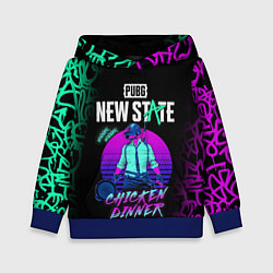 Толстовка-худи детская PUBG NEW STATE ПАБГ НЕОН, цвет: 3D-синий