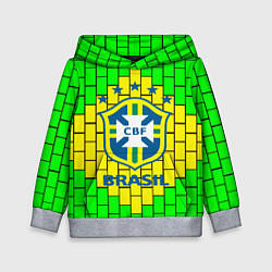 Толстовка-худи детская Сборная Бразилии, цвет: 3D-меланж