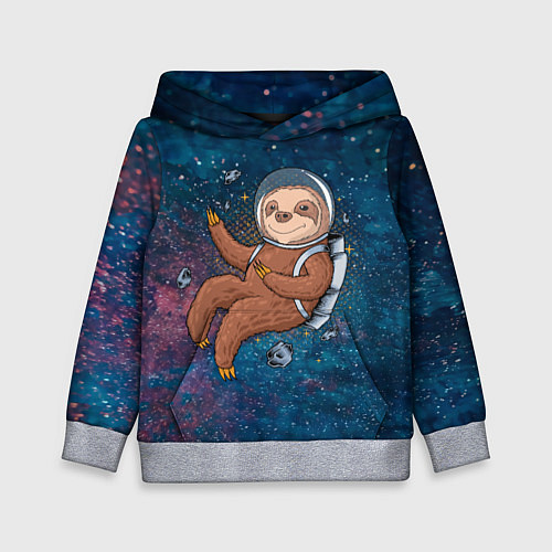 Детская толстовка Милый ленивец в космосе / 3D-Меланж – фото 1