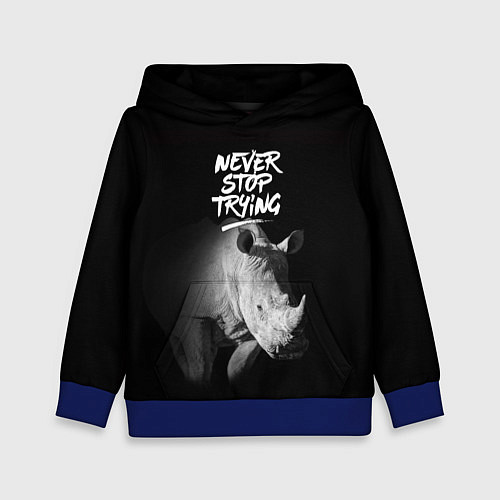 Детская толстовка Nnever stop trying / 3D-Синий – фото 1