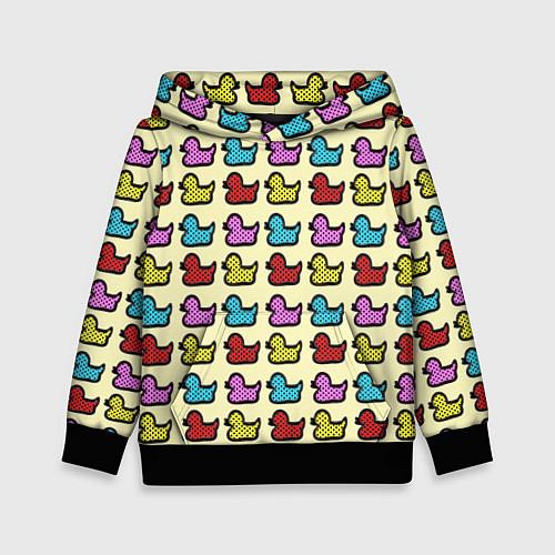 Детская толстовка Утиный фон Утки Ducks / 3D-Черный – фото 1