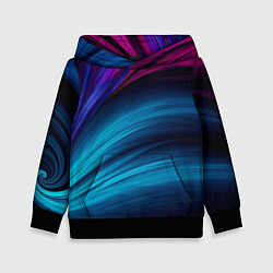 Толстовка-худи детская НЕОНОВЫЙ ПОЛОСЫ, цвет: 3D-черный