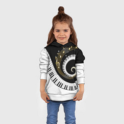 Толстовка-худи детская МУЗЫКАЛЬНЫЙ УЗОР, цвет: 3D-белый — фото 2