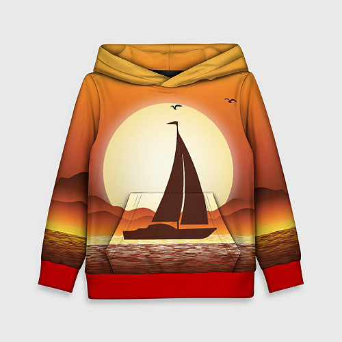 Детская толстовка Кораблик на закате / 3D-Красный – фото 1
