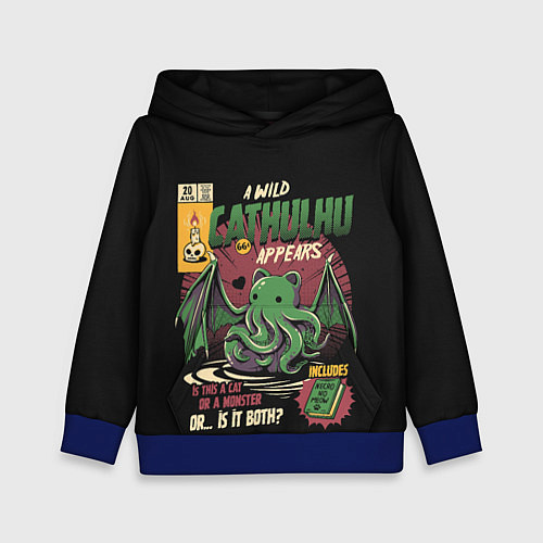 Детская толстовка Кот Ктулху / 3D-Синий – фото 1