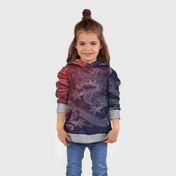 Толстовка-худи детская Традиционный китайский дракон, цвет: 3D-меланж — фото 2