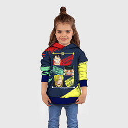 Толстовка-худи детская Луффи, Зоро и Санджи One Piece, цвет: 3D-синий — фото 2