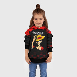 Толстовка-худи детская Луффи One Piece Большой куш, цвет: 3D-черный — фото 2