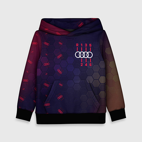 Детская толстовка Audi - Gearbox - Hexagon Pattern / 3D-Черный – фото 1