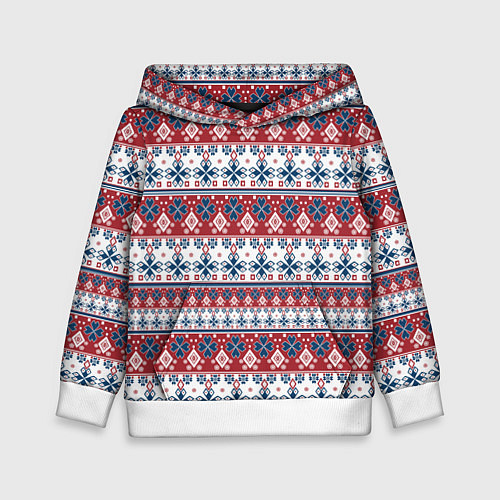 Детская толстовка Этнический красно-синий узор / 3D-Белый – фото 1