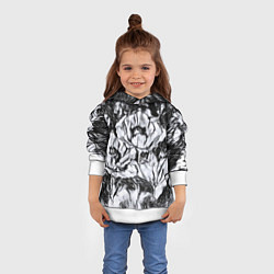 Толстовка-худи детская Черно-белый узор Маки, цвет: 3D-белый — фото 2