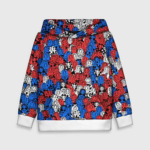 Детская толстовка Бело-сине-красные матрёшки / 3D-Белый – фото 1