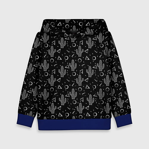 Детская толстовка Черно белые кактусы / 3D-Синий – фото 1