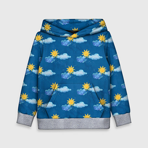 Детская толстовка Облака и солнце / 3D-Меланж – фото 1