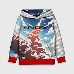 Толстовка-худи детская Ракета SpaceX, цвет: 3D-красный