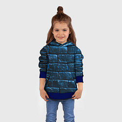 Толстовка-худи детская Неоновая, кирпичная стена, цвет: 3D-синий — фото 2